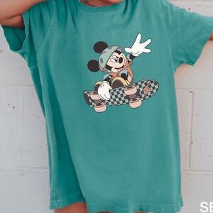 Disney Mickey Skateboard Shirt, Mickey Disney Shirt, Comfort Colors, Youth Large